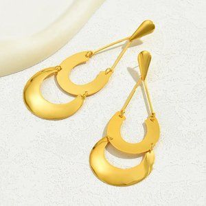 Vintage Style Water Droplets Plating Copper 18K Gold Plated Drop Earrings